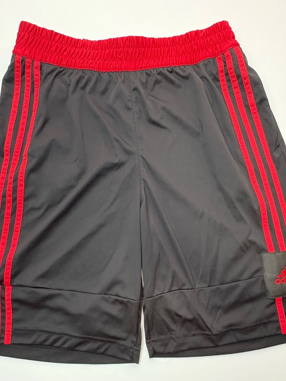 adidas Men’s Black & Red Snap-Side Athletic Shorts